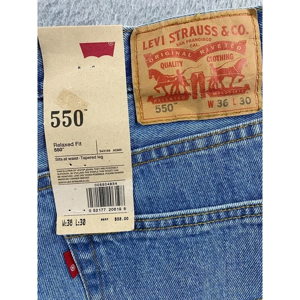 Levi's 550 Relaxed Tappered‎ Fit Jeans Mens 36X30 Blue Denim Classic 100% Cotton